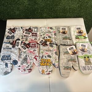 Star Wars Grogu Mandalorian Kitchen Towel Oven Mitt Set 5 Pairs 10Pcs Total NWT